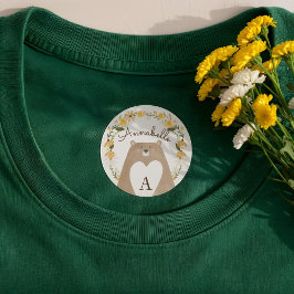 Söthonungsbi och Bear Watercolor Wildblomma Klistermärke