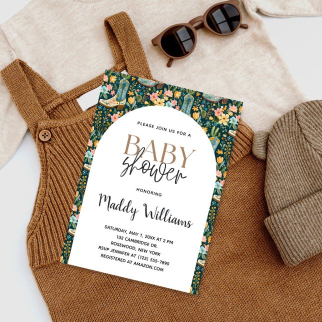 Söthwest Blommigt Cowgirl Boots Baby Shower Inbjudningar (Skapare uppladdad)