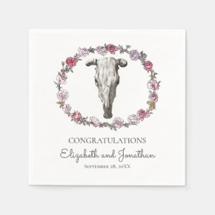 Söthwest Boho Bröllop Cow Skull & Ro Flowers Pappersservett