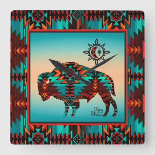 Söthwest Buffalo Square Wall Clock Fyrkantig Klocka