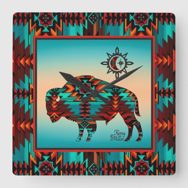 Söthwest Buffalo Square Wall Clock Fyrkantig Klocka (Framsida)