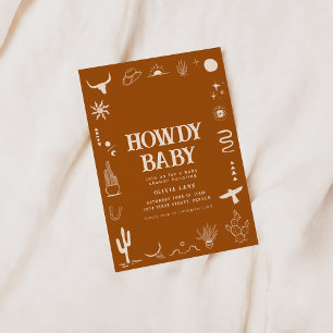 Söthwest Cowboy Howdy Baby Shower Inbjudan
