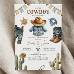 Söthwest Cowboyduschinbjudan till babybabydusch Inbjudningar