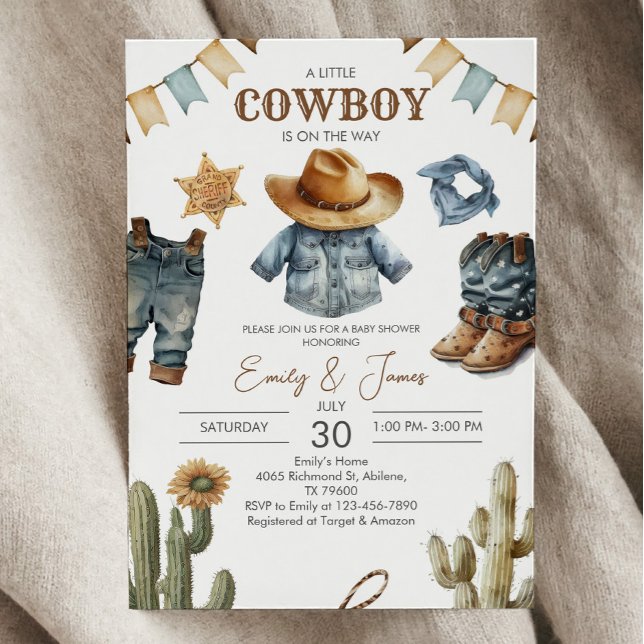 Söthwest Cowboyduschinbjudan till babybabydusch Inbjudningar (Skapare uppladdad)