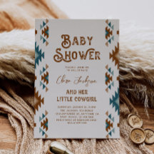 Söthwest Cowgirl Baby Shower-inbjudan