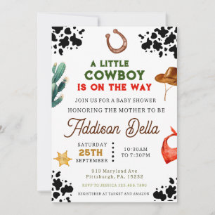 Söthwest Cowgirl Baby Shower Inbjudningar