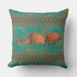 Söthwest Cute Javelina Family Copper Teal 20in Kudde