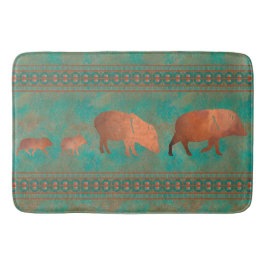 Söthwest Cute Javelina Family Copper Teal Large Badrumsmatta