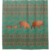 Söthwest Cute Javelina Family Copper Teal Mönster