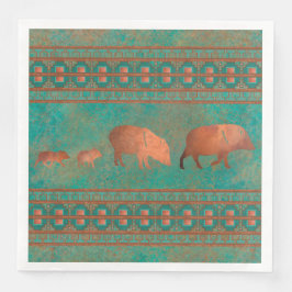 Söthwest Cute Javelina Family Copper Teal Pappersservett