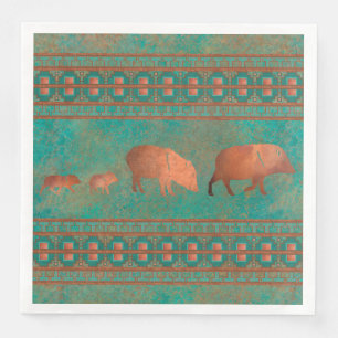 Söthwest Cute Javelina Family Copper Teal Pappersservett