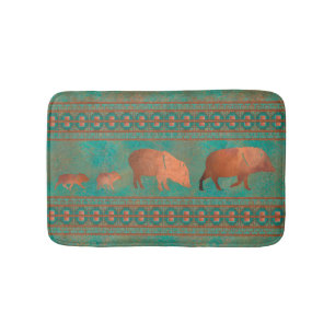 Söthwest Cute Javelina Family Copper Teal Small Badrumsmatta