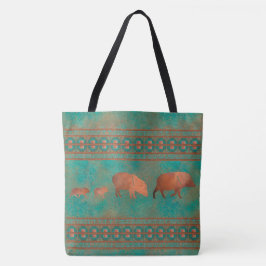 Söthwest Cute Javelina Family Copper Teal Tygkasse