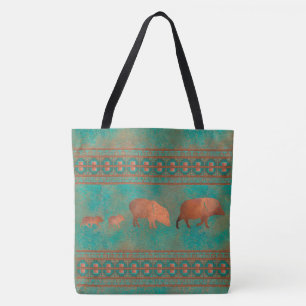 Söthwest Cute Javelina Family Copper Teal Tygkasse