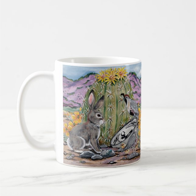 Söthwest Desert Animal Wildlife Rabbit Cactus   Kaffemugg (Vänster)