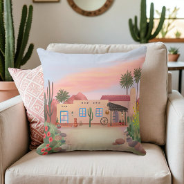 Söthwest Desert Cactus Adobe House Peach | Kudde