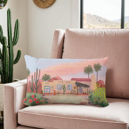Söthwest Desert Cactus Adobe House Peach | Lumbarkudde