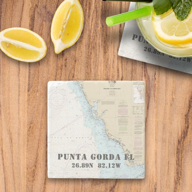 Söthwest Florida 🌊 Autentiskt Nautiskt diagram Stenunderlägg (Southwest Florida 🌊 Authentic Nautical Chart Stone Coaster
)