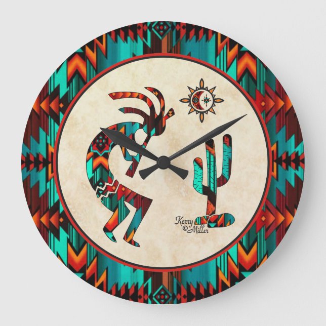 Söthwest Kokopelli Large Clock Stor Klocka (Framsida)