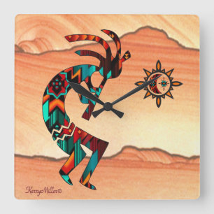 Söthwest Kokopelli Square Wall Clock Fyrkantig Klocka