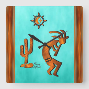 Söthwest Kokopelli Square Wall Clock Fyrkantig Klocka