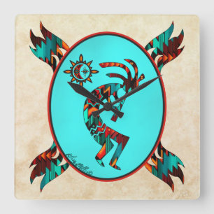 Söthwest Kokopelli Square Wall Clock Fyrkantig Klocka