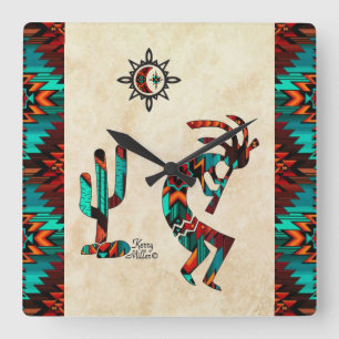 Söthwest Kokopelli Square Wall Clock Fyrkantig Klocka