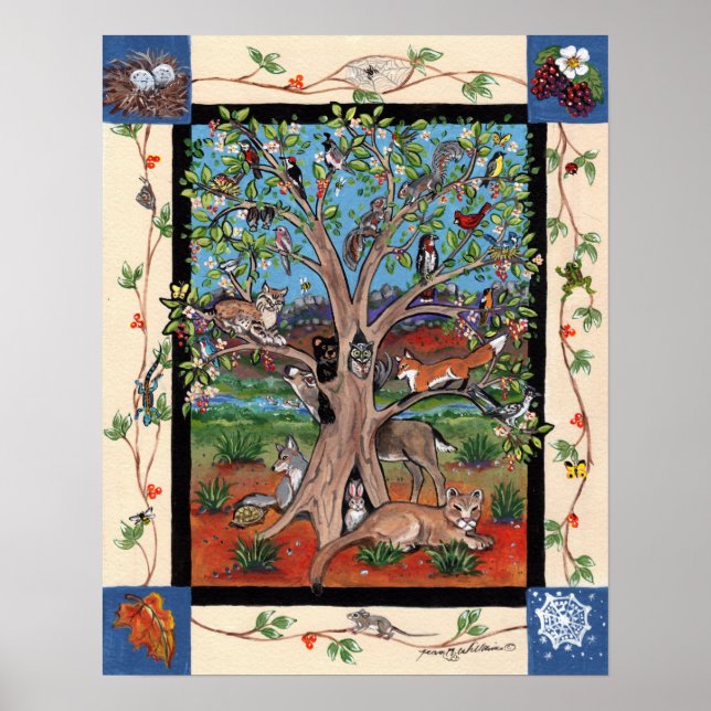 Söthwest Livets träd Wildlife Animals Poster (Framsidan)