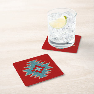 Söthwest Mesas Red and Turcos ise Underlägg Papper Kvadrat