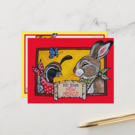 Söthwest New mexico-kanin Quail Desert Souvenir Vykort