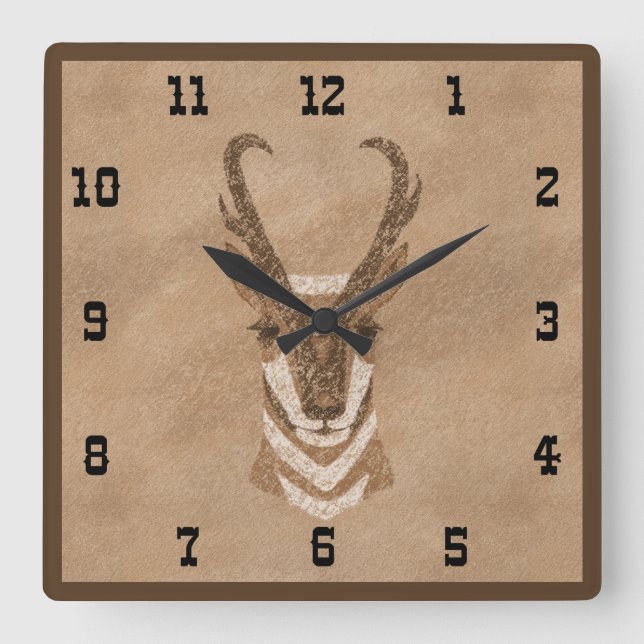 Söthwest Pronghorn Antelope Square Wall Clock Fyrkantig Klocka (Framsida)
