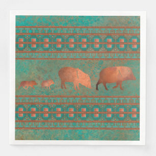 Söthwest Roligt Javelina Family Copper Teal Pappersservett