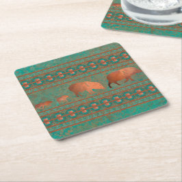 Söthwest Roligt Javelina Family Copper Teal Underlägg Papper Kvadrat
