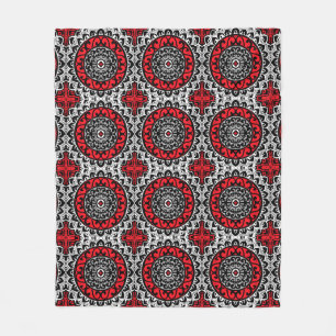 Söthwest Sol Mandala Batik, Red, Black & White Fleecefilt