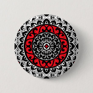 Söthwest Sol Mandala Batik, Red, Black & White Knapp