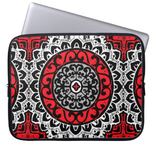 Söthwest Sol Mandala Batik, Red, Black & White Laptop Sleeve