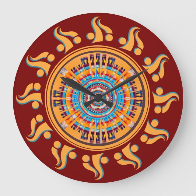 Söthwest Sol Mandala Wall Clock Stor Klocka (Framsida)
