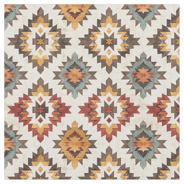 Söthwest Starburst Mönster-Rustic Tribal Tyg (Närbild)