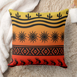 Söthwest Tribal Desert Sol Cactus Kokopelli Kudde