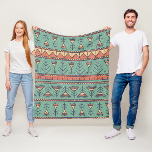 Söthwest Tribal mönster Blue och Brown. Fleecefilt