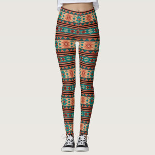 Söthwest Tribal Mönster Turquise Terracotta Leggings