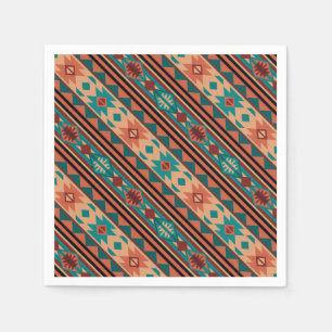 Söthwest Tribal Mönster Turquise Terracotta Pappersservett