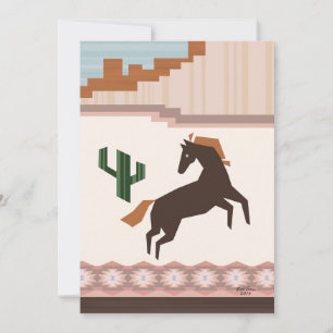 Söthwest Vild Brown Horse & Cactus Blank Inbjudningar