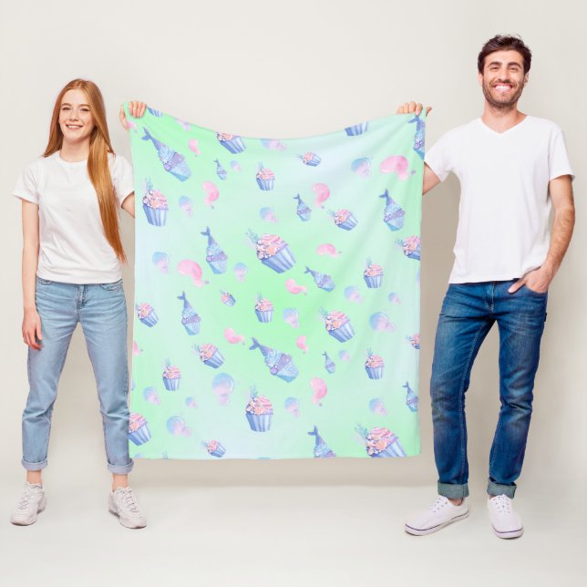 Sötkaka Sötad sjöjungfru Födelsedagsfest Girly Fleecefilt (På plats)