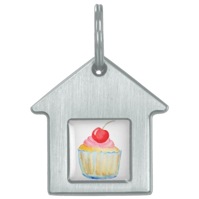 Sötkakor och ro i vattenfärg ID-bricka husdjur (Framsidan)