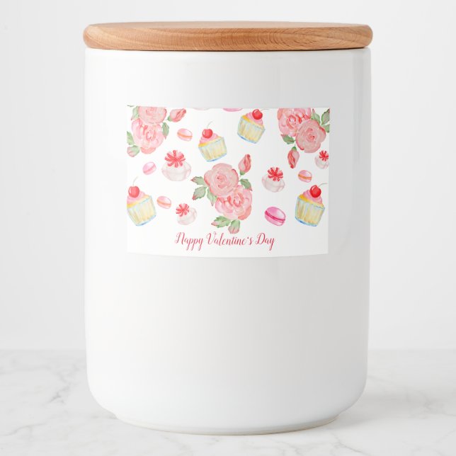 Sötkakor och ro i vattenfärg mat etiketter (Framsida)