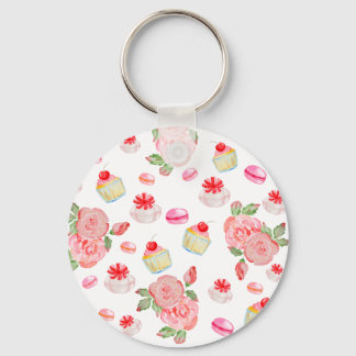 Sötkakor och ro i vattenfärg nyckelring