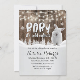 Sötkanin, Rustic Winter Forest Baby Shower Inbjudningar