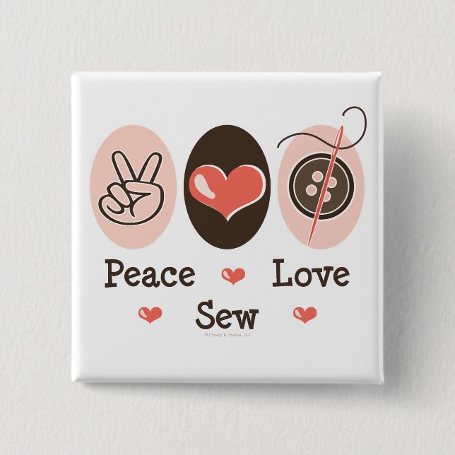 Sötknapp för Peace Kärlek Sew Knapp (Framsida)