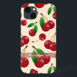 sötkörsbär<br><div class="desc">Söta körsbär Tuff iphone case med söt mönster av slumpmässiga enkla och parade körsbär med stjälkar och löv fortfarande orörda på anpassadets elfenbensbakgrund - anpassa med namn - av katz_d_zynes | Den här röda körsbären mönster finns också på iPhone 6/6s Plus och Samsung Galaxy S7 och senare modeller av caseser...</div>